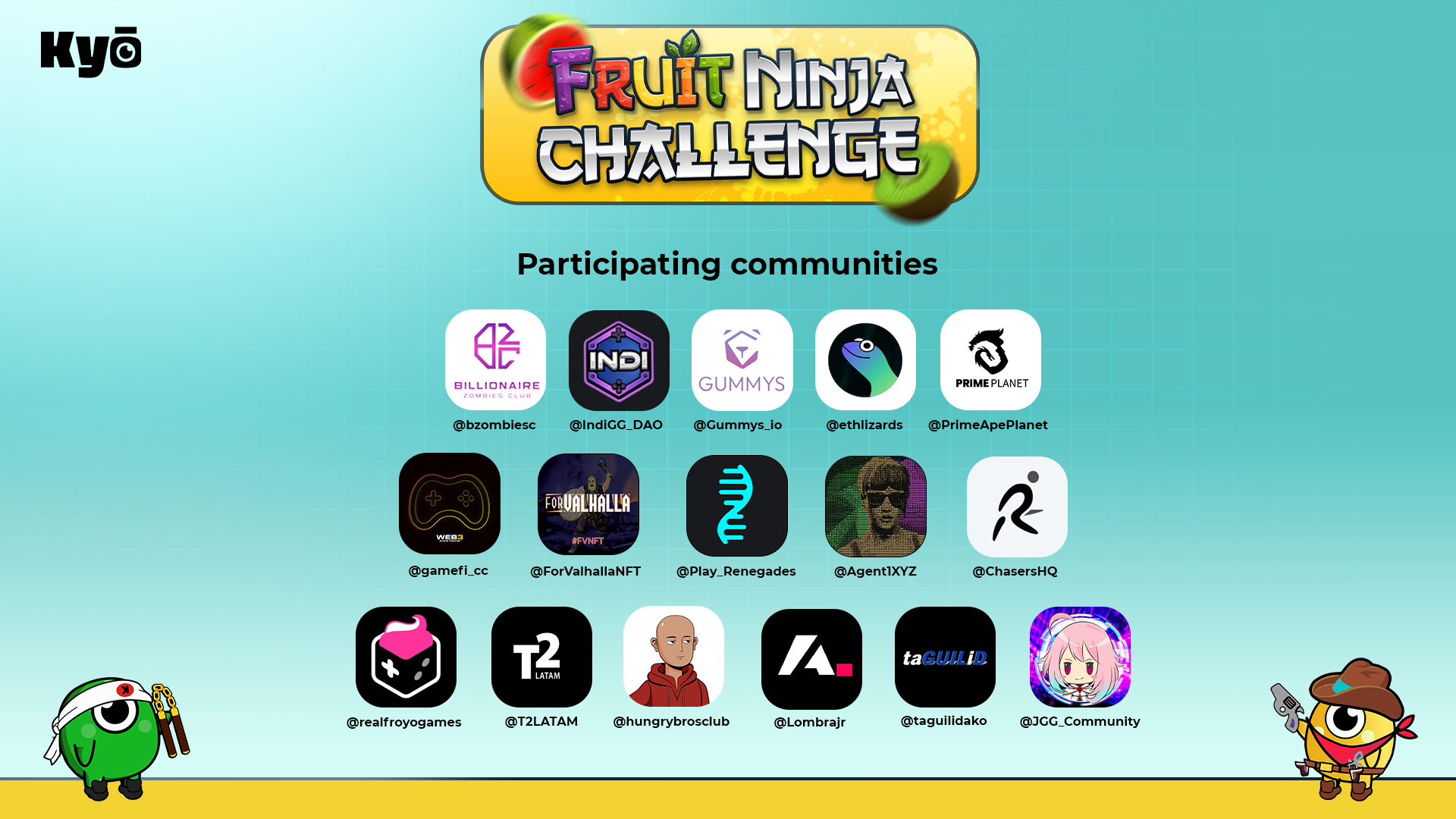 Web3 communities that participated in Kyō's Fruit Ninja Challenge